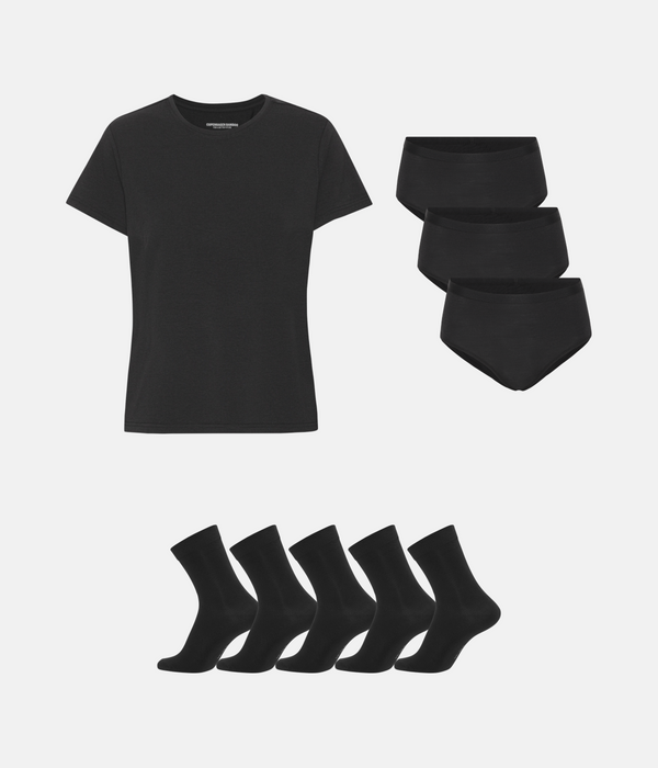 Bambupaket - T-shirt & Maxitrosor & Strumpor - Svart