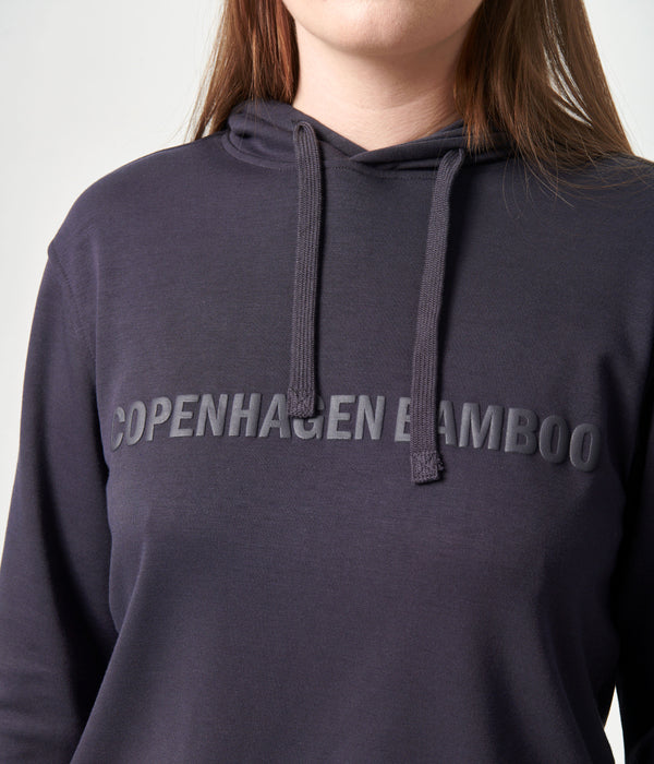 Mörkgrå bambuhuvtröja med logotyp