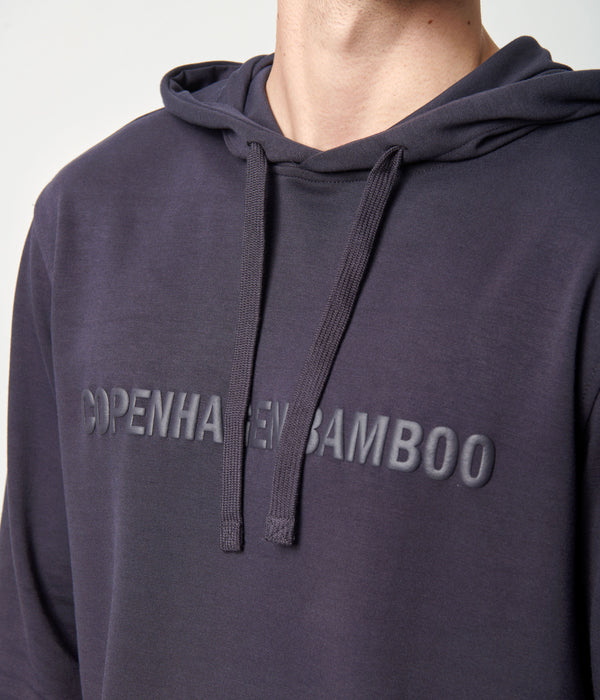 Mörkgrå bambu hoodie med logga
