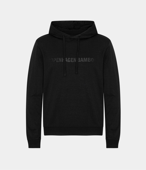 Svart bambu hoodie med logga