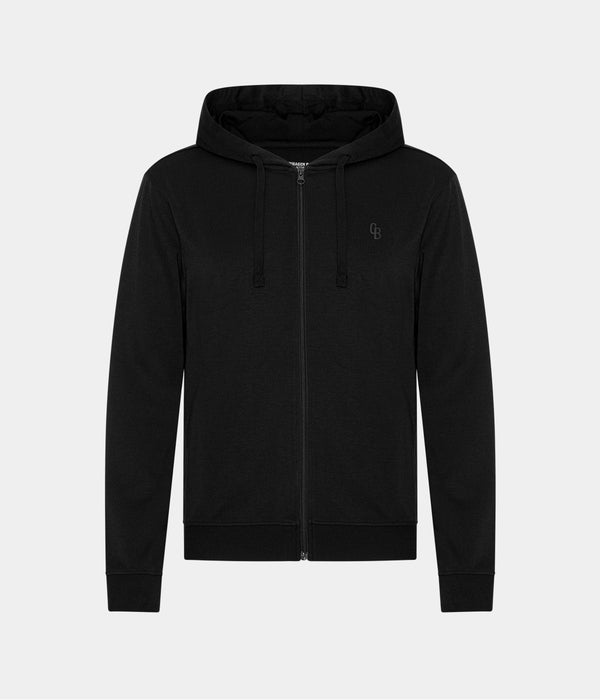 Svart bambu hoodie med dragkedja