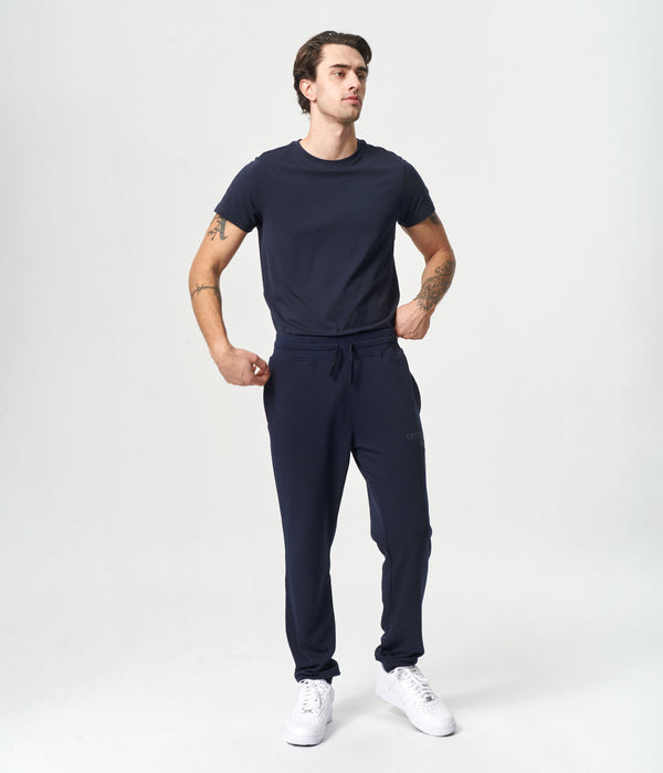 Navy bambu sweatpants med logga
