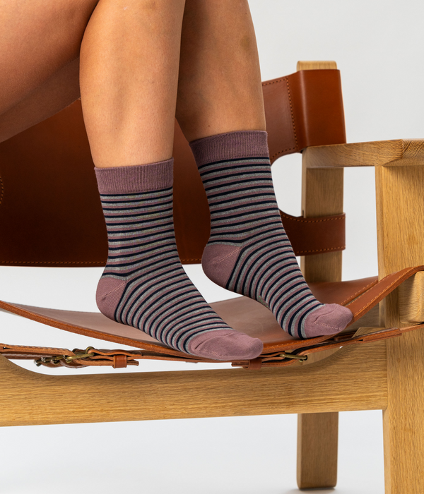 10 par bambusockor i vit/mauve-mix med lågt snitt