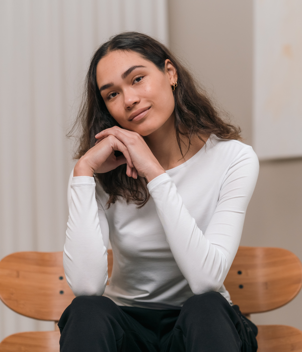 3-pack vit bambu-t-shirt med långa ärmar