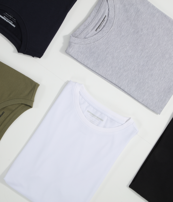 3-pack vit bambu-t-shirt med långa ärmar